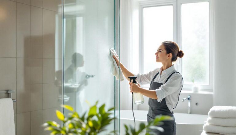 ontdek de ontkalkmethode waar hoteliers op vertrouwen: binnen enkele seconden een glasheldere douchewand zonder moeite.