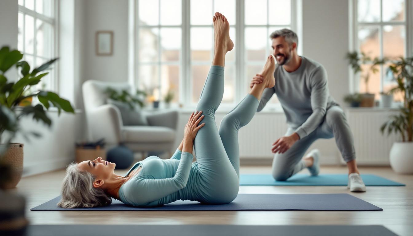 ontdek drie zachte pilates-oefeningen speciaal ontworpen voor 60-plussers om de core te versterken en de flexibiliteit te verbeteren.