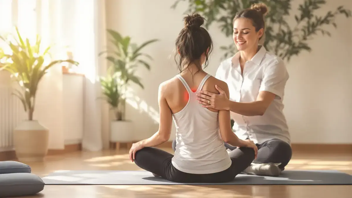 De beweging van fysiotherapeuten om de rug in een minuut te ontspannen zonder hulpmiddelen