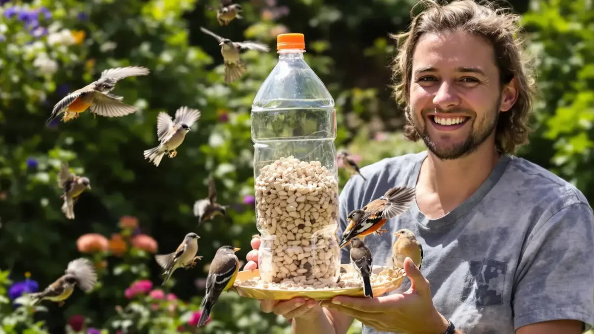Een plastic fles volstaat om een echt nuttig voederhuisje te maken.
