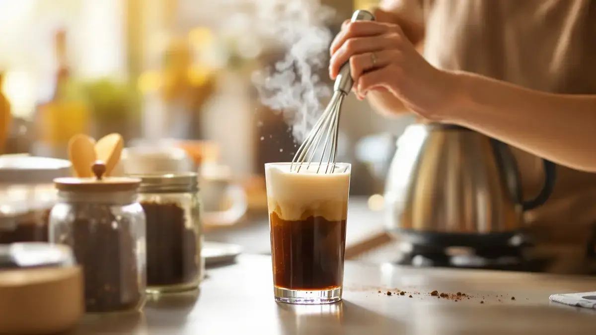 Tip voor oploskoffie: klop hem eerst met koud water voordat je heet water toevoegt om de bitterheid te verminderen en schuim te krijgen