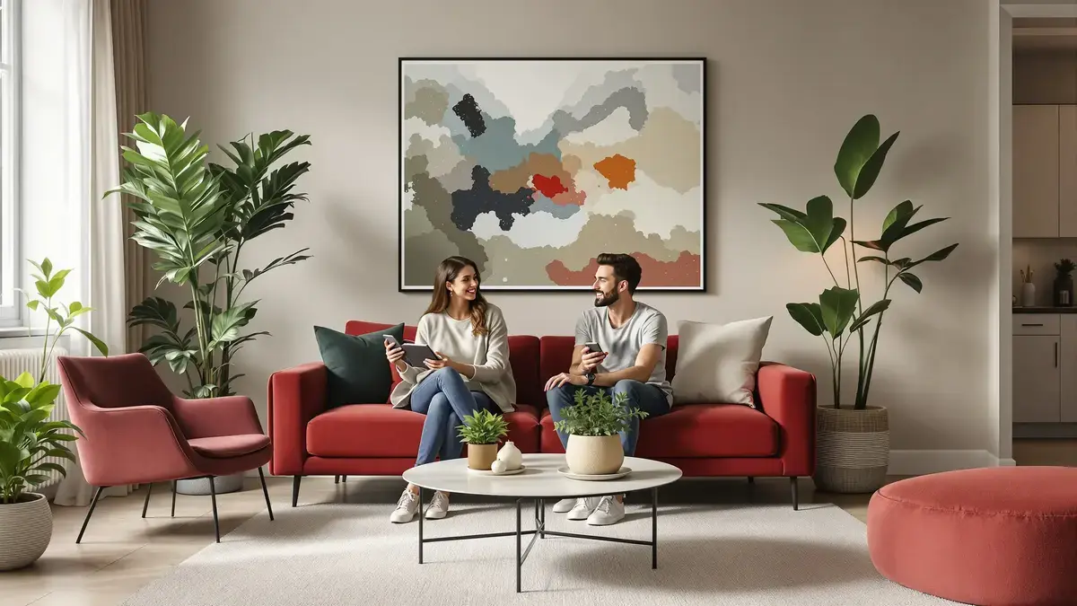 Vaarwel beige bouclébank: in 2026 wordt hij vervangen door deze ultratrendy kleur en afwerking