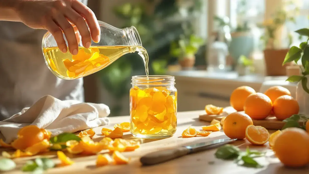 Azijn over mandarijnenschillen gieten verandert ze in nuttige hulpbronnen