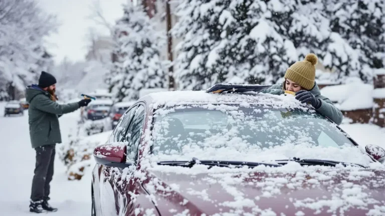 Als het sneeuwt is het niet altijd verstandig om de ruitenwissers omhoog te zetten, waarschuwen specialisten